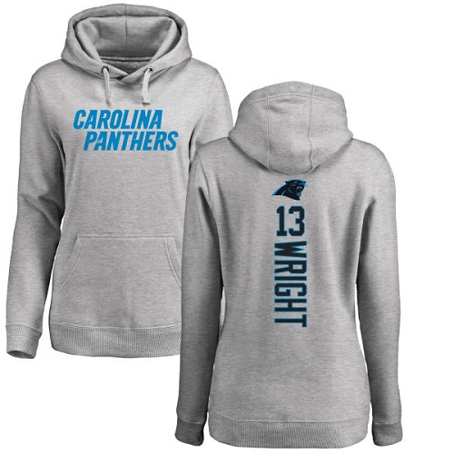 Carolina Panthers Ash Women Jarius Wright Backer NFL Football #13 Pullover Hoodie Sweatshirts->nfl t-shirts->Sports Accessory